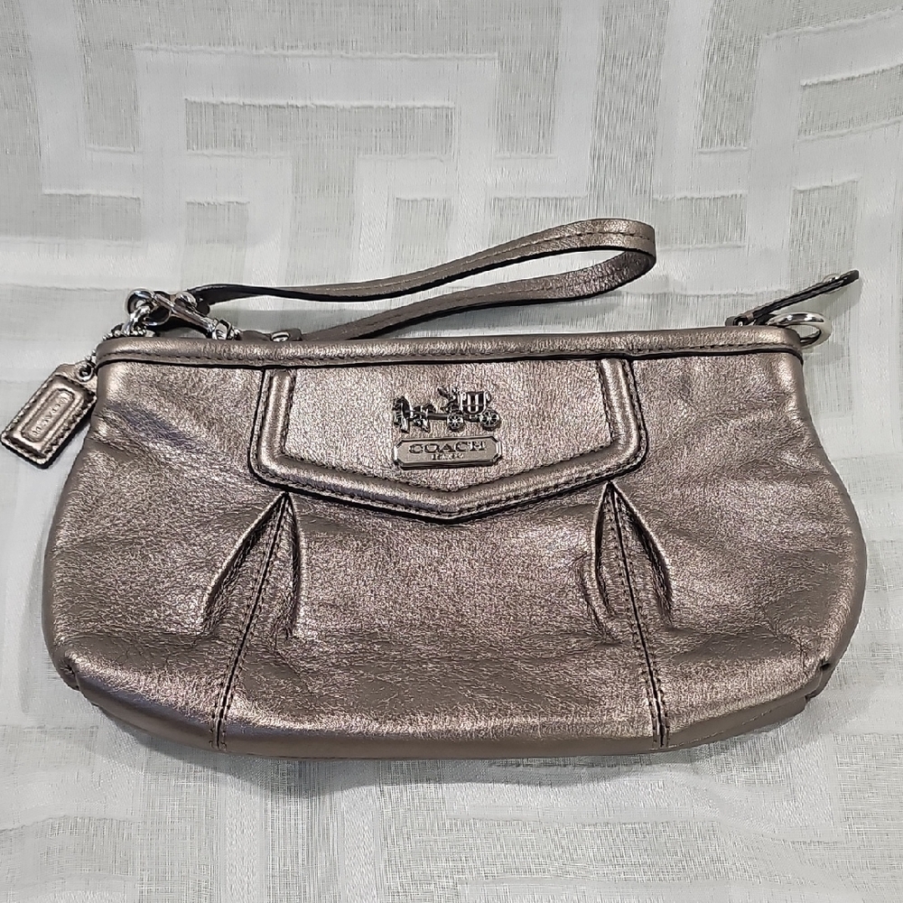 Coach Shimmering Pewter Wristlet Clutch